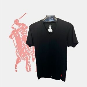 New Polo by Ralph Lauren Small Black Short Sleeve V-Neck Tee